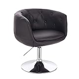 SVITA Panama Retro Loungestuhl Polsterstuhl Cocktailsessel Schwarz Kunstleder Tellerfuß