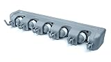 BAYLI 40cm Wandhalterung Garage | Besenhalter Wand Gerätehalter | Ordnungssystem für Küche | Geräteleiste mit 6 Haken und 5 Anti-Rutsch Schnellspanner | Ordnungsleiste für Gartenwerkzeug, Wischmopp