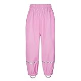 OYAKO.NEST Kinder Herbst und Winter warme Regenhose mit Fleecefutter Unisex Matschhose Wind- und wasserdicht Buddelhose (Rosa, 110-116)