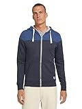 TOM TAILOR Herren 1021268 Sweatjacke mit Kapuze im Colorblocking, 18008 - After Dark Blue White Melange, 3XL EU