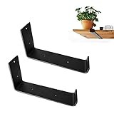 Glopo Regalträger Für Wandschienen,regalhalterungen Schwarz 2xhalterungen-tragend 40 Kg,lagerregal,DIY Dekorationsregale,küchengewürzregal,schwimmende Rechtwinklige Stützrahmen,A-10cm/4