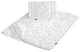 sleepling 194479 Baby Babybetten Set 4-Jahreszeiten Bettdecke 100 x 135 cm und Flachkissen 40 x 60 cm, weiß