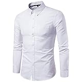 QWERD Herren Classic Oxford Shirt Hemd mit Button-Down-Kragen Herren Hemd Bügelfrei Oxford Einfarbig Hemd Regular Fit Button-down Shirt Herbst Winter Langarm Freizeithemd Für Anzug Business H