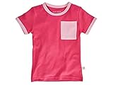 Bio Kinder T-Shirt 100% Bio-Baumwolle (kbA) GOTS zertifiziert, Pink mit Tasche, 110/116