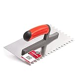 COMENSAL® Premium Zahnkelle Rostfreie - Profi Gezahnt Glättkelle Edelstahl - Zahnglättekelle zum Verlegen von Fliesen - IROKEZ Zahnspachtel - Made in EU - Zahnung 8x8