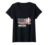 Damen Fußball für Damen und Mädchen mit Flagge der Vereinigten Staaten T-Shirt mit V