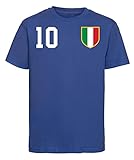 Youth Designz Kinder T-Shirt Trikot Italien mit Wunschname + Nummer - Blau 8 Jahre (118/128)