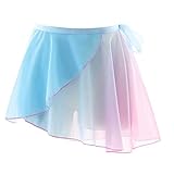 Freebily Damen Chiffon Rock Ballett Wickelrock/Unregelmäßig Latein Tanzrock Unterrock Ballettrock Mini Rock Gymnastik Tanz Sport Ballett Kostüm Gradient Blau Rosa Einheitsgröß