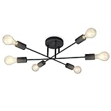 B.K.Licht I Vintage Deckenleuchte I retro Deckenlampe I 6 flammig I 6x E27 Fassung I schwarz I Landhaus I rustikaler Stil I ohne L