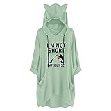 DeaAmyGline Hoodie Damen Kapuzenpullover Lang Oversize Niedlich Katze Aufdruck Pullover mit Kapuze Pulli Frauen Hoody Kapuzenpulli Sweatshirt Top