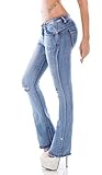 Label by Trendstylez Damen Vintage Bootcut Used Jeans Schlag Hose hellblau SA117 Größe 34