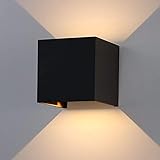 K-Bright 12W Wandleuchte Warmweiß Led Innen Außen Badezimmer Wandstrahler/Wandlampe/Wandbeleuchtung für Schlafzimmer, Wohnzimmer,IP65,Schw