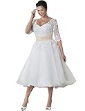 HUINI Brautkleider Damen Prinzessin Hochzeitskleider Spitzen Strand Brautmode Groß Größen Brautkleid Wandenlang mit Ä