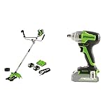 Greenworks Akku-Rasentrimmer+Akku-Schlagschrauber (Li-Ion 24V 400 Nm Drehmoment 2800 Umdrehungen/Min 1/2 Zoll-Steckschlüssel Vierkantantrieb leistungsstarker brushless Motor ohne Akku u. Ladegerät)