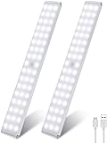 Uooser LED Sensor Licht Bewegungsmelder Küche Lichtleiste 2 Stück Unterbauleuchte 50er LEDs Leiste akku USB Wiederaufladbar Dimmbare Schrankbeleuchtung Neutralweiß 3 Modi Küchenleuchte für viele R