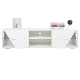 TV-Lowboard Fernsehtisch 1,5 m TV-Schrank mit Streifenlicht Moderne TV-Ständer aus Spanplatte Fernsehschrank mit LED-Beleuchtung TV-Board mit viel Stauraum für Ihr Wohnzimmer, 150x33x37