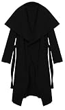 Kendindza Damen Mantel Trenchcoat mit Gürtel OneSize Lang und Kurz Winter-Mantel Winterjacke Sale Elegant (OneSize, Schwarz Lang)