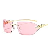 JIYANANDPNTYJ Sonnenbrille Damen Rahmenlose kleine quadratische Leopard Bein Sonnenbrille Frauen Gradient Sonnenbrille Legierung (Lenses Color : Pink)