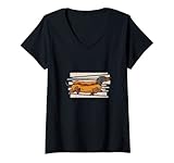 Damen Süßer Dackel in einem Hot Dog Brötchen T-Shirt mit V