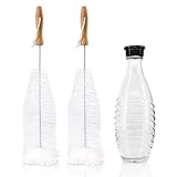 KYONANO Reinigungsbürste, 2 Flaschenbürste geeignet für Sodastreamflaschen, Bürsten mit Antikratz Baumwollkopf, Premium Sodastream Bürste Glasflasche, Flaschenreiniger für Trink