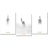 London Bell Tower Freiheitsstatue Poster und Drucke, Schwarz-Weiß, Gebäude-Wandkunst, Schönheitsbild für Wohnzimmer, 50 x 70 cm (ohne Rahmen)