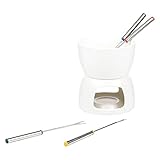 BALOU Schokofondue Set 6-teilig, 450ml - Schoko Fondueset aus Porzellan - Schokoladenfondue Set für T