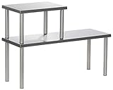 com-four® 2-stufiges Küchenregal aus Edelstahl - Gewürzregal mit rutschfesten Standfüßen - Universalregal mit 2 Ablagen (001 Stück - 45x16x32cm)