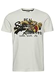 Superdry Mens Vintage VL Narrative Tee T-Shirt, Ecru, X-Larg