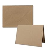 40x Faltkarten-Set inklusive Briefumschläge größer als DIN B6 - Übergröße - Kraftpapier Einladungs-Karten in Braun - Klappkarten mit Umschläg