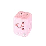 Nette Internationale Sockel Dual USB-Port-Outlet-Adapter mit gemusterter Universal-Steckeradapter Wesentlich for Heimreise (Color : Pink, Größe : 1.9 * 2.2 * 2.5in)