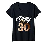 Damen Dirty Thirty Shirt 30. Geburtstag mit Krone T-Shirt mit V