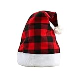 yqs 2021 Weihnachtsdekorationen Weihnachtsmütze Rot Schwarz Plaid Hut Erwachsene Hut Einzelschicht Plüsch Hut Weihnachten Party Geschenk (Color : Christmas Hats, Size : 43 x 28 cm)