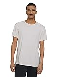 TOM TAILOR Denim Herren 1025132 Strukturiertes T-Shirt, 23336-Fog Beige Thin Yarn Dye Stripe, L