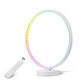 SUNY Moderne Kreis Tischlampe, LED Nachttischlampe mit Fernbedienung für Schlafzimmer Wohnzimmer, Dimmbar Atmosphäre Tischlampe mit 7 Farben, 6 Lichteffekt modi(Weiß)