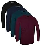 FULL TIME SPORTS® Tech 3 4 6 Pack Assorted Langarm-, Kurzarm Casual Top Multi Pack Rundhals T-Shirts (XXX-Large, 4 Pack - Long Sleeve Grün Schwarz Braun Marine)