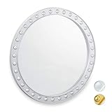 Relaxdays Wandspiegel rund, Deko-Spiegel zum Aufhängen, Flur, Wohnzimmer, Bad & WC, modern, ∅ 50,5cm, mit Rahmen, silb