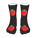 Schlichte Tomaten auf schwarzen Herren-Socken, flauschige Hausschuhe, hohe Elastizität, super warme Bettsock