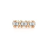 JewelryGift 14K Rose Gold Plated Sixteen Stone Ring White CZ Edelstein Hochzeitsgeschenk für Frauen & Mädchen Ringe Größe: 52