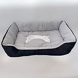 Hunde Sofa Bett Hundebett Hundekissen Hundekörbchen (S) 60x40 cm Farbe grau/schw