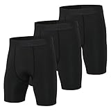 Niksa 3er Pack Herren Kompressionsshorts,Schnelltrocknendes Baselayer Unterhose Tights Kurz hochwertig Schwarz L