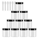 TIANZD 12 Stück Kleine 200 ml Transparent Kunststoff Leere Cremedose Dose mit Schwarz Deckel 200 g Leerdose Schraubdose Blechdosen Kosmetische Behälter Tiegel, 6 Stück Sp