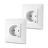 Alexa Smart WLAN Schuko Steckdose Unterputz, TEEKAR Wifi Steckdose Intelligente Wandsteckdose Kompatibel Mit Alexa und Google Home, Timing-Funktion Und APP Fernbedienung,Magnetic Rahmen, 2 Pack