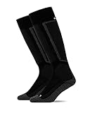 Snocks Skisocken Herren 1er Pack (1x Schwarz, 43 46) Skisocken Herren 43-46 Ski Socken Schwarz 43 44 45 46 gepolstert warm für Skitouren, Skifahren, Langkauf, Snowboarden, Rodeln, Wintersp