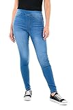 M17 Damen Denim Jeans Jeggings Skinny Fit Classic Casual Baumwolle Hose mit Taschen, Mid-Wash-Blau, 38