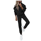 Jogginganzug Damen Sportanzug Traingsanzug für Frauen 2 Teilig Freizeitanzug Fitness Kapuzenpullover Sportbekleidung Streetwear Pullover Tops Jogginghose Sportswear Set 2 Stück Bekleidungsset O