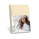 HANSE PRO Spann-Betttuch 180x200 - 200x220 cm I Spann-Bettlaken I Laken I für Boxspring-Betten und Wasserbetten I Steghöhe bis 30 cm I Premium-Qualität I Farbe Hellbeig