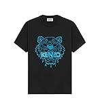 Kenzo Herren T-Shirt, Tiger, 100 % Baumwolle, Blau, Schwarz , L