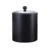 HDCDKKOU Ice Eimer, Edelstahl Doppelschalig Bar Eiskübel-Behälter mit Deckel, große Insulated Eiswürfel Bucket Thick Ice Pail mit Carry (1 l) (Color : Black)