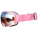 Harilla Skibrille Magnetische Premium Anti Nebel Schnee Schutzbrille für Schneemobil Snowboard Sport Sports Skating Motocross Jugend Frauen - Rosa Linsen, Rosa R