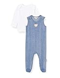 Steiff Baby-Unisex mit süßer Teddybärapplikation Set Strampler + T-Shirt Langarm GOTS, Stonewash, 074